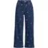 Women's Soft Denim High Rise Embroidered Wide Leg Crop Jeans, Front