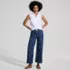 Women's Soft Denim High Rise Embroidered Wide Leg Crop Jeans, alternative image