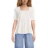 Women's Elbow Sleeve Lightweight Jersey Pintuck Square Neck Top, Front