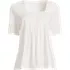 Women's Elbow Sleeve Lightweight Jersey Pintuck Square Neck Top, Front