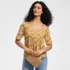 Women's Elbow Sleeve Lightweight Jersey Pintuck Square Neck Top, alternative image