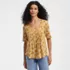 Women's Elbow Sleeve Lightweight Jersey Pintuck Square Neck Top, Front
