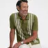 Men's Short Sleeve Striped Button Through Sweater Polo, alternative image