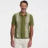 Men's Short Sleeve Striped Button Through Sweater Polo, Front