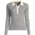 Women's Cotton Ribbed Long Sleeve Polo Sweater, Front