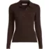 Women's Cotton Ribbed Long Sleeve Polo Sweater, Front