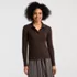 Women's Cotton Ribbed Long Sleeve Polo Sweater, Front