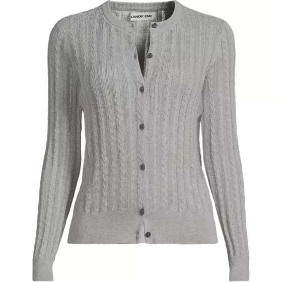 Women's Cotton Pointelle Modern Cardigan Sweater - primary