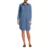 Women's Light Weight Denim Long Sleeve Button Front Shirt Dress, Front