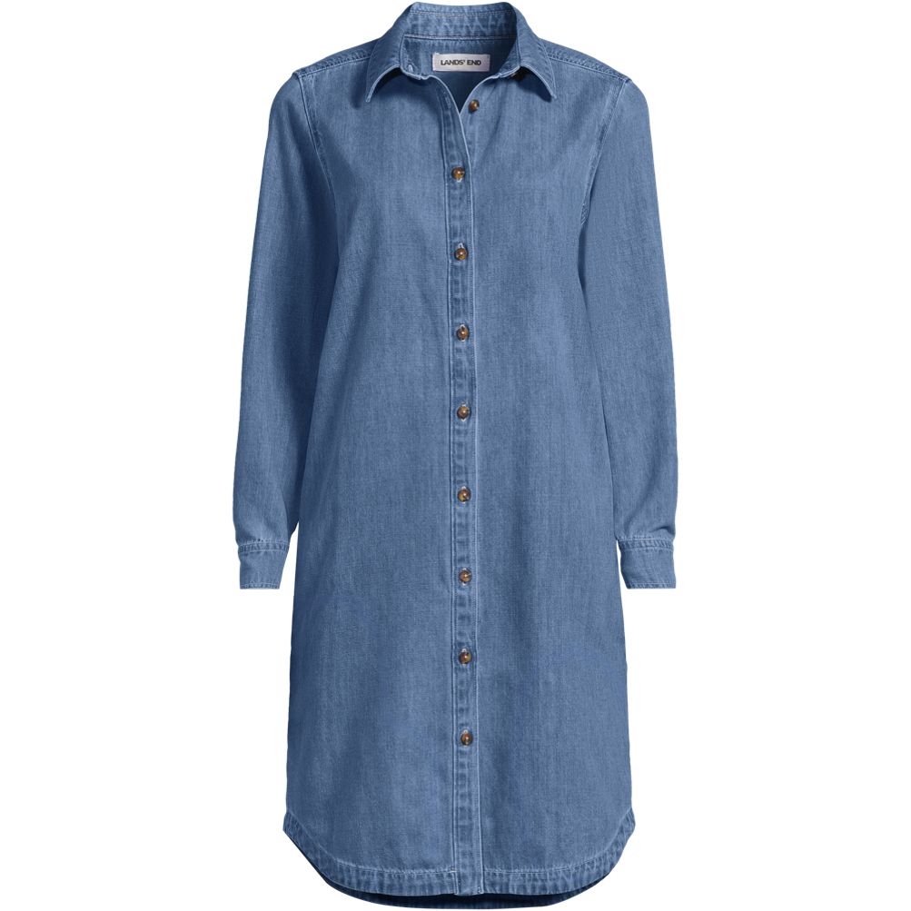 denim button up dress long sleeve Classic Western Button Down Long Sleeve Denim Dress