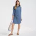 Women's Light Weight Denim Long Sleeve Button Front Shirt Dress, alternative image
