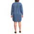 Women's Plus Size Light Weight Denim Long Sleeve Button Front Shirt Dress, Back