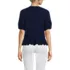 Women's Elbow Sleeve Slub Lace Trim Adjustable Hem Top, Back