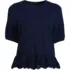 Women's Elbow Sleeve Slub Lace Trim Adjustable Hem Top, Front