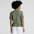Women's Elbow Sleeve Slub Lace Trim Adjustable Hem Top, Back