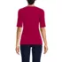 Women's Elbow Sleeve Variegated Micro Rib Scoop Neck Henley, Back