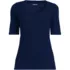 Women's Elbow Sleeve Variegated Micro Rib Scoop Neck Henley, Front