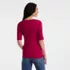 Women's Elbow Sleeve Variegated Micro Rib Scoop Neck Henley, Back