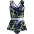 Women's Ruffle Midkini Top and High Waisted Bottom Swimsuit Set, Front