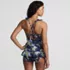 Women's Ruffle Midkini Top and High Waisted Bottom Swimsuit Set, Back