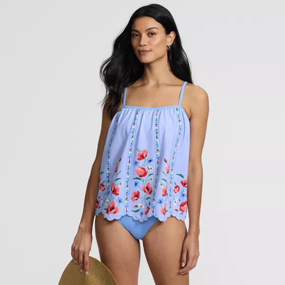 Women's Scalloped Flutter Tankini Top - primary
