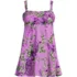 Women's Tugless Pleated Ruffle Swim Dress, Front