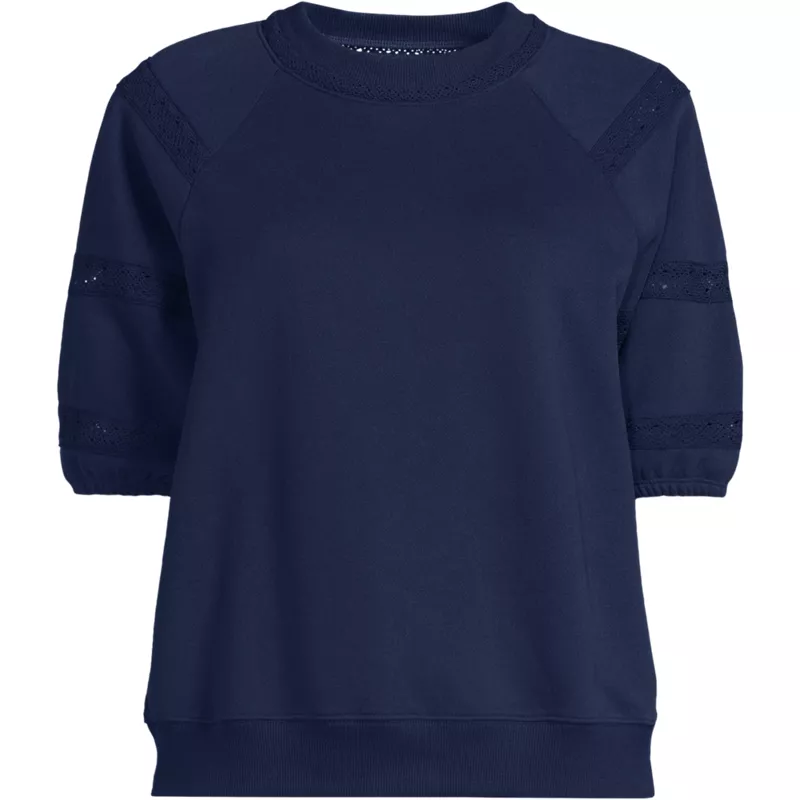 Women's Serious Sweats Puff Lace Sleeve Sweatshirt, Front