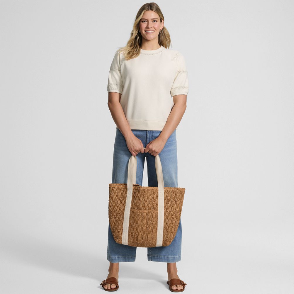 Women's Serious Sweats Puff Lace Sleeve Sweatshirt | Lands' End