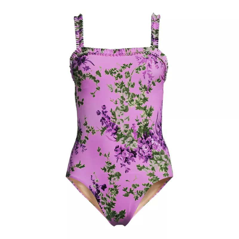 Women's Tugless Pleated Ruffle One Piece, Front