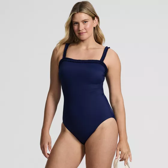 Women's Tugless Pleated Ruffle One Piece - primary
