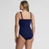 Women's Tugless Pleated Ruffle One Piece, Back