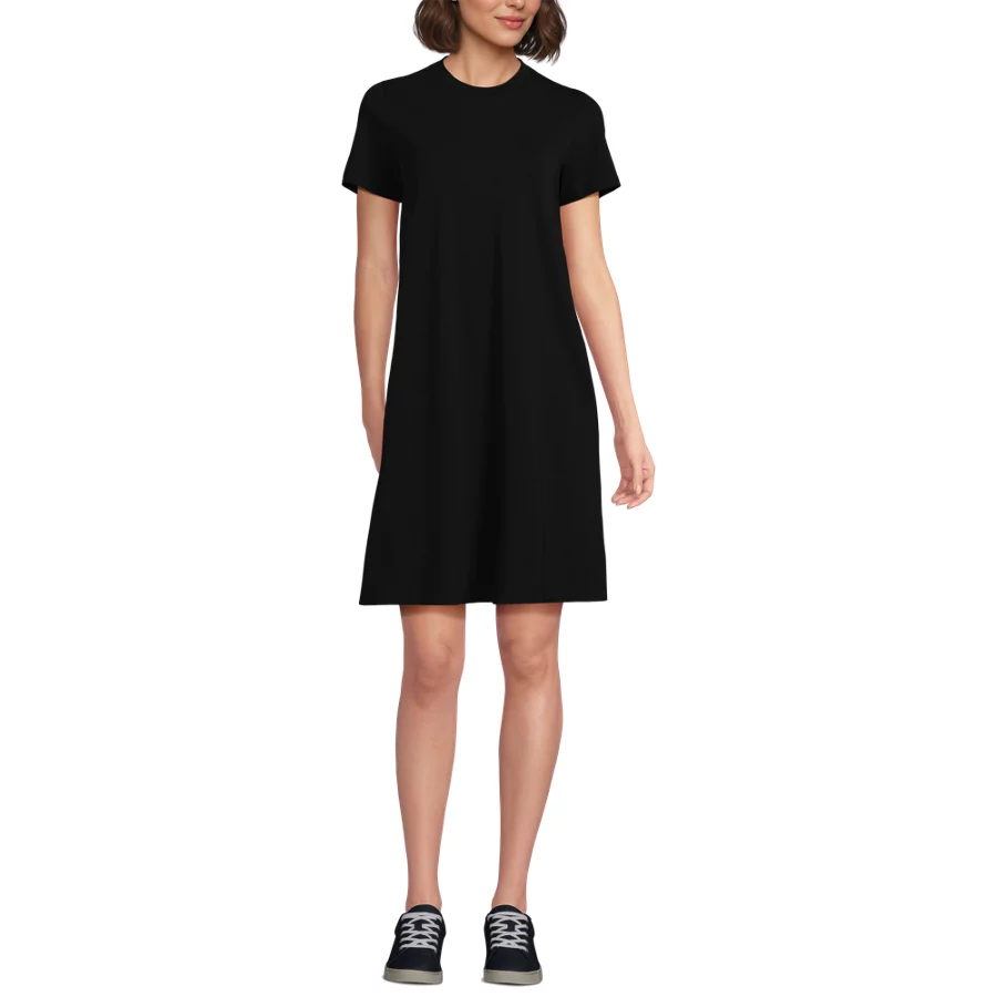 Women's Cotton Jersey Crew Neck T Shirt Dress view 3