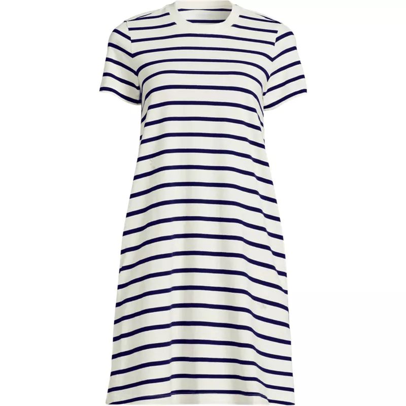 Women's Plus Size Cotton Jersey Crew Neck T Shirt Dress, Front