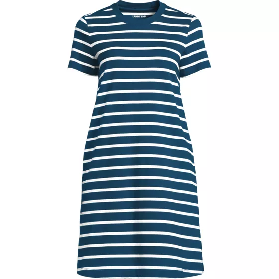 Women's Cotton Jersey Crew Neck T Shirt Dress - primary