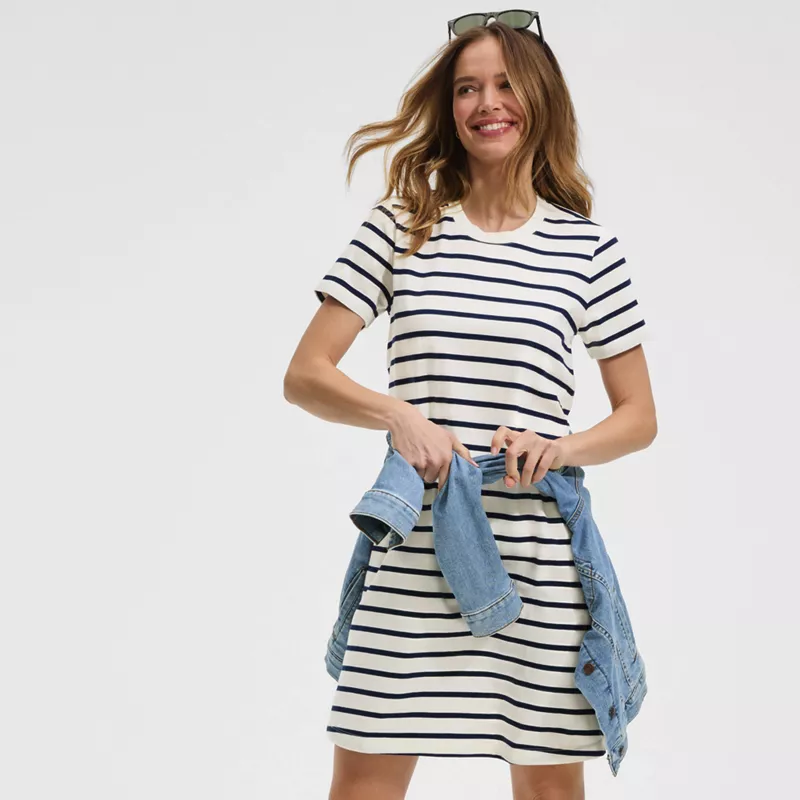 Women's Cotton Jersey Crew Neck T Shirt Dress, alternative image