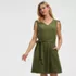 Women's Cotton Jersey Shoulder Tie Belted Mini Dress, alternative image