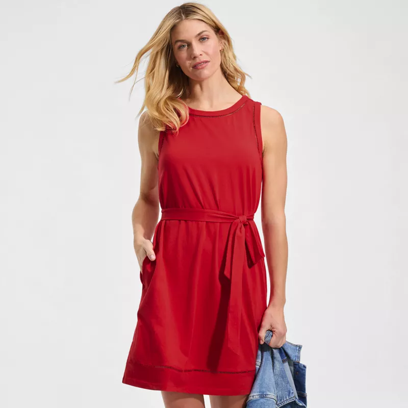 Women's Cotton Jersey Crew Neck Sleeveless Shift Dress, alternative image