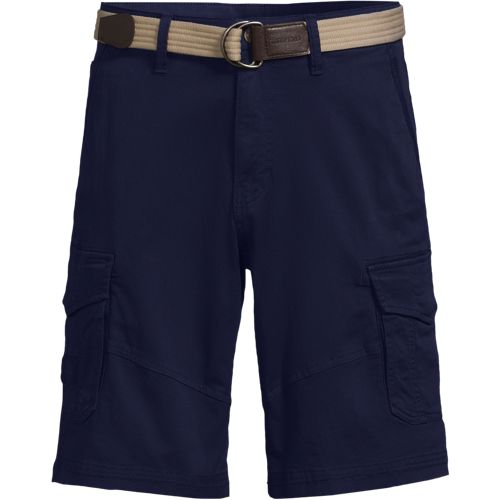 Belted Cargo Shorts, Men, size: 32, regular, Blue, by Lands' End