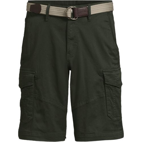 Belted Cargo Shorts, Men, size: 32, regular, Green, by Lands' End