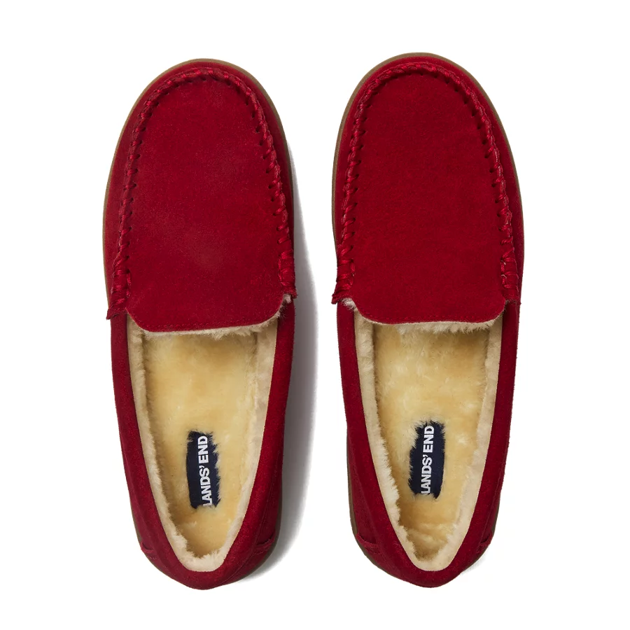 Women's Fuzzy Lined Suede Moccasin Slippers view 2