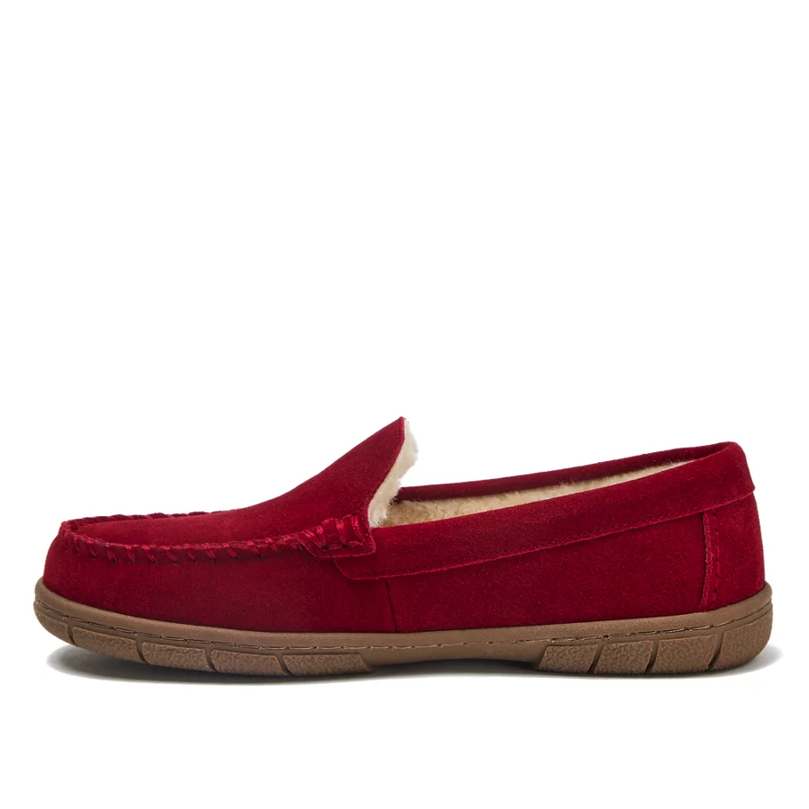 Women's Fuzzy Lined Suede Moccasin Slippers view 3