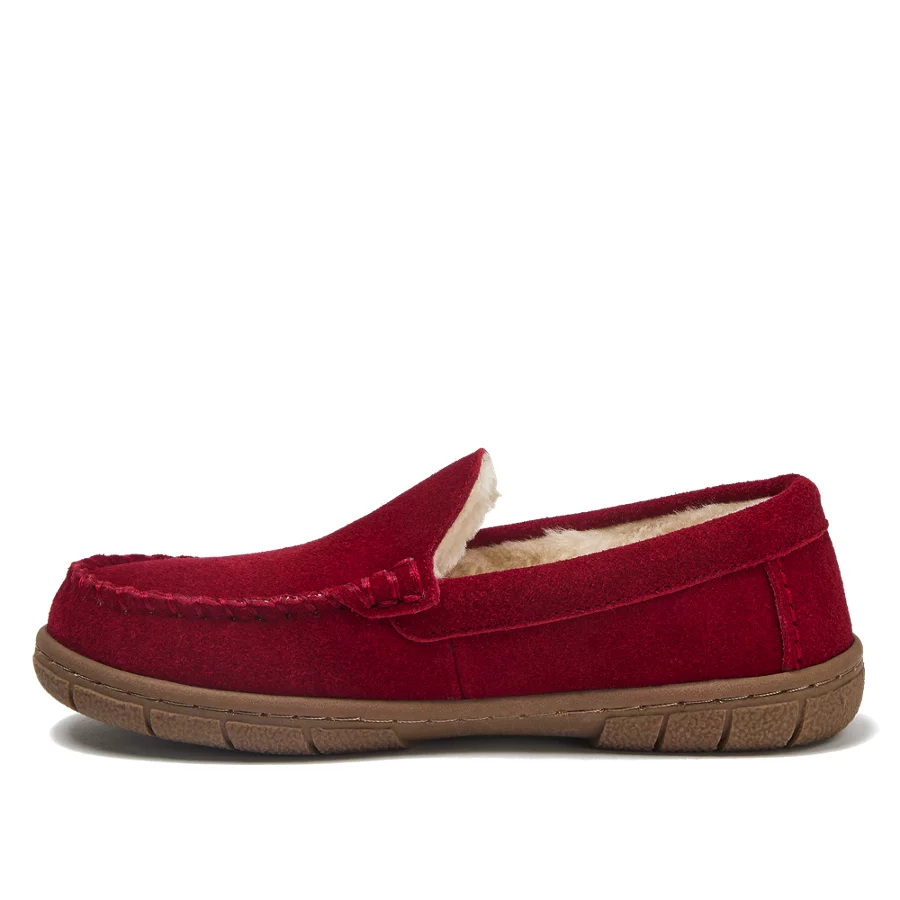 Kids' Fuzzy Lined Suede Moccasin Slippers view 3