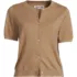 Women's Cotton Short Sleeve Crew Neck Cardigan Sweater, Front