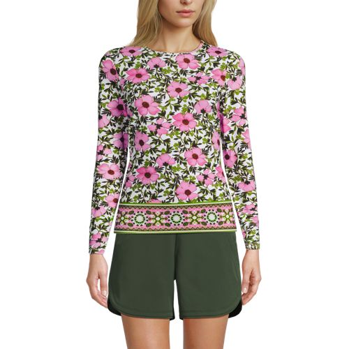  Lands' End Schnelltrocknendes Upf 50 Sonnenschutz-badeshirt, Damen, Größe:32-34 Regular, Pink, Nylon-mischung, By Lands' End 