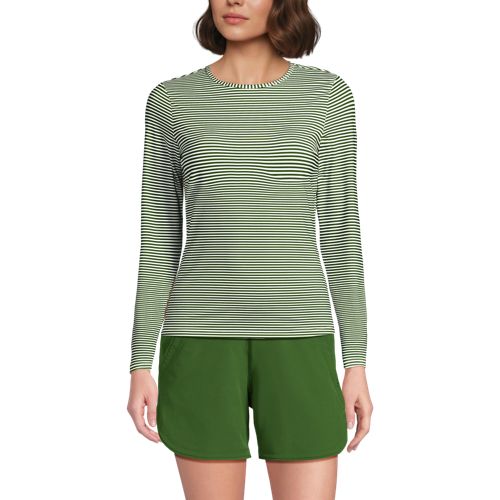  Lands' End Schnelltrocknendes Upf 50 Sonnenschutz-badeshirt, Damen, Größe:32-34 Regular, Grün, Nylon-mischung, By Lands' End 