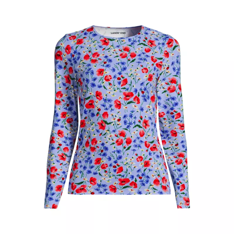 Women's Plus Size SunShade UPF 50 Long Sleeve Rash Guard Swim Tee, Front