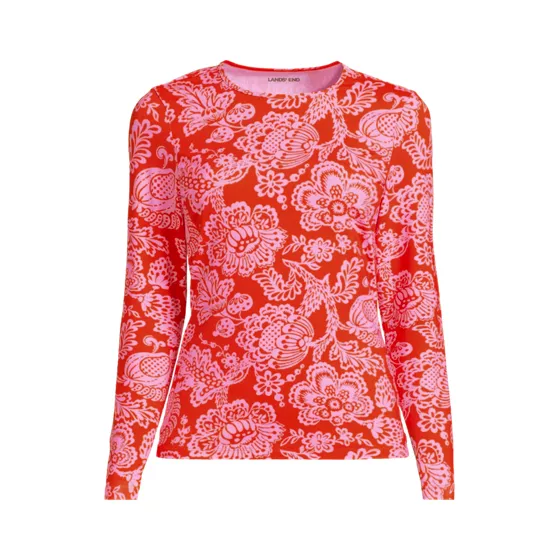 Women's Plus Size SunShade UPF 50 Long Sleeve Rash Guard Swim Tee - primary