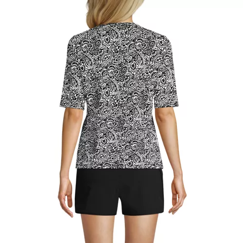 Women's SunShade UPF 50 Elbow Sleeve Rash Guard Swim Tee, Back