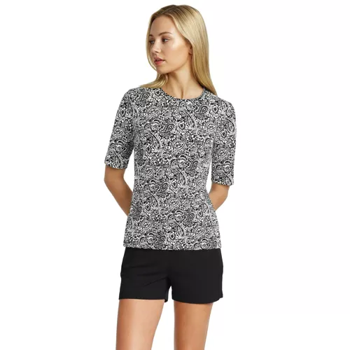 Women's SunShade UPF 50 Elbow Sleeve Rash Guard Swim Tee, Front