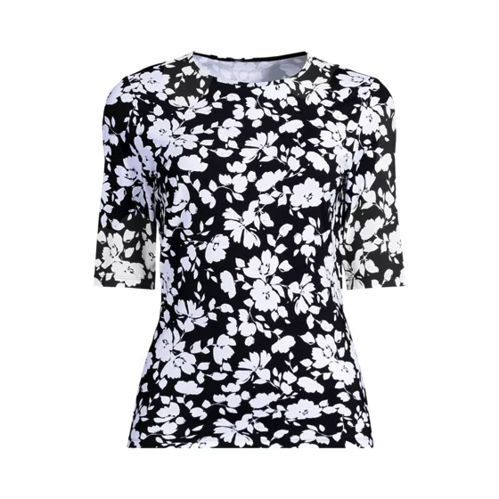 Women's SunShade UPF 50 Elbow Sleeve Rash Guard Swim Tee - primary